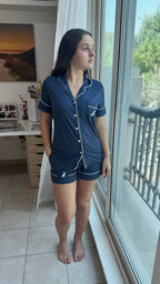 Oxford Navy Short Pajama Set