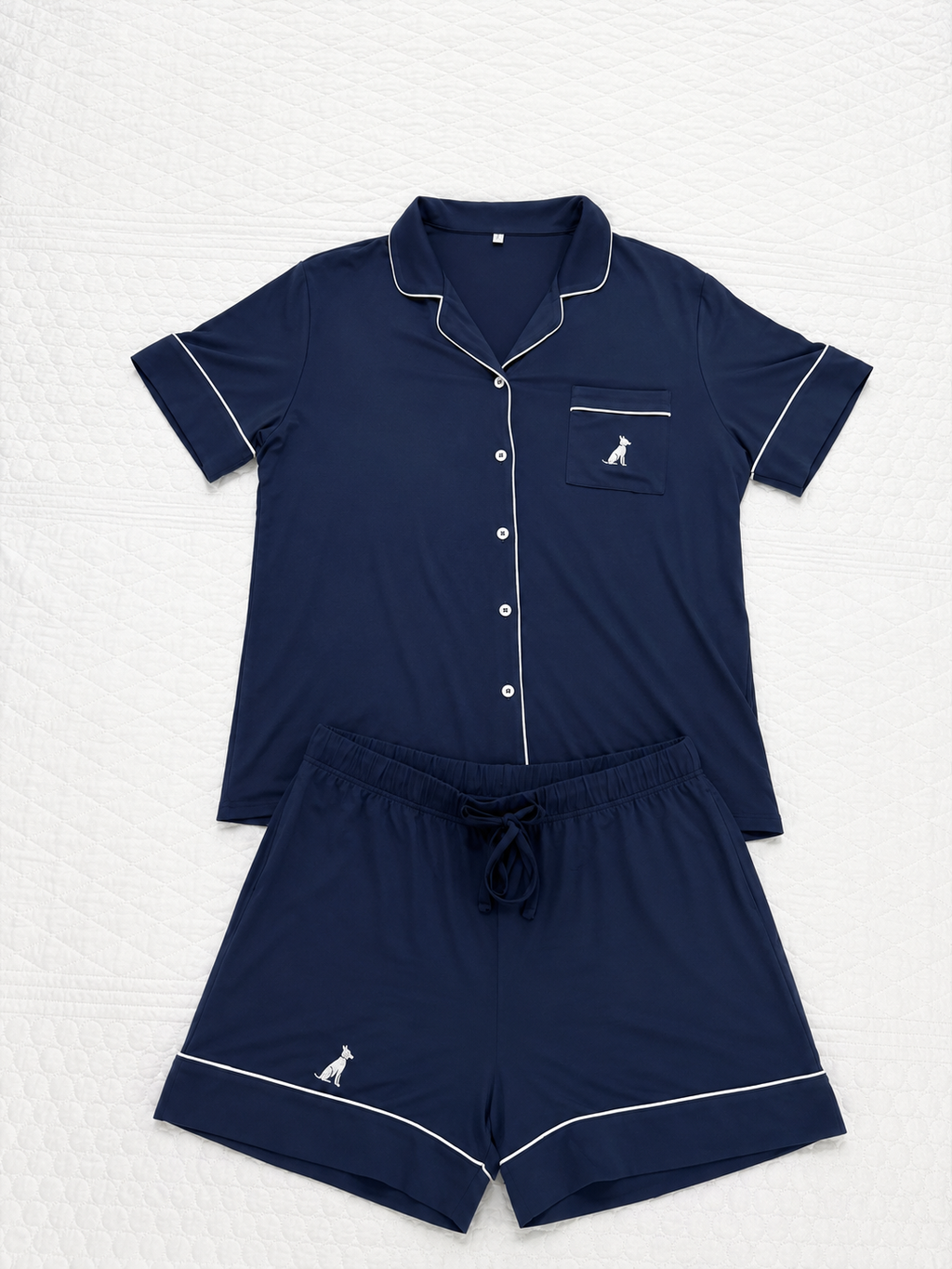 Oxford Navy Pajamas - SHORT SET