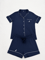 Oxford Navy Pajamas - SHORT SET